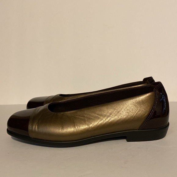 SAS Tripad Coco Bronze/Brown Leather & Patent Leather Ballet Flats - Picture 3 of 11